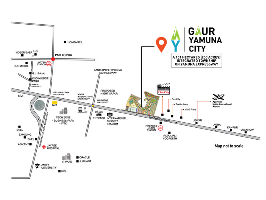 Gaur Yamuna City Location Map